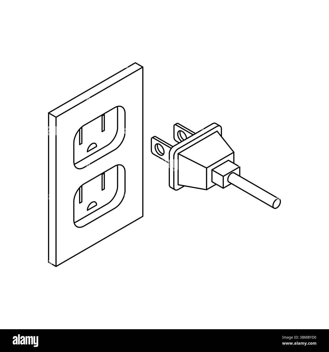 Plug and socket isolated. Electrical appliances connected to network Stock Vector