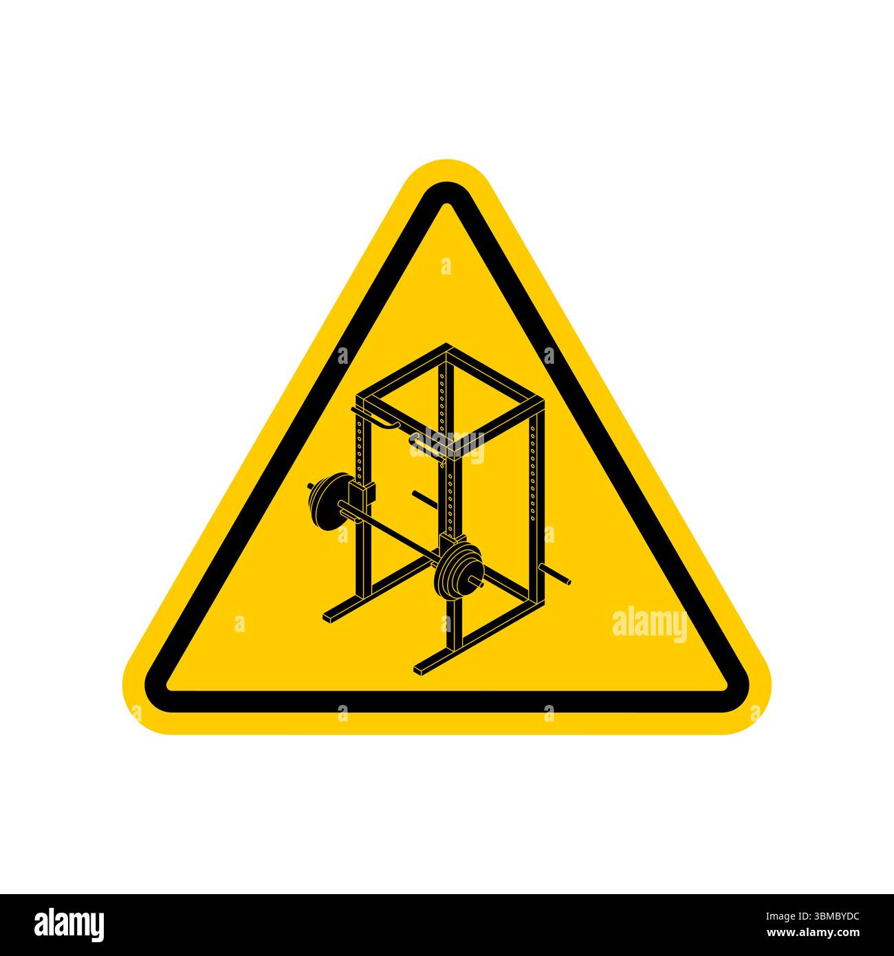Problem Rack Sign Attention Power Rack Machine. Yellow triangular road sign. Caution ...