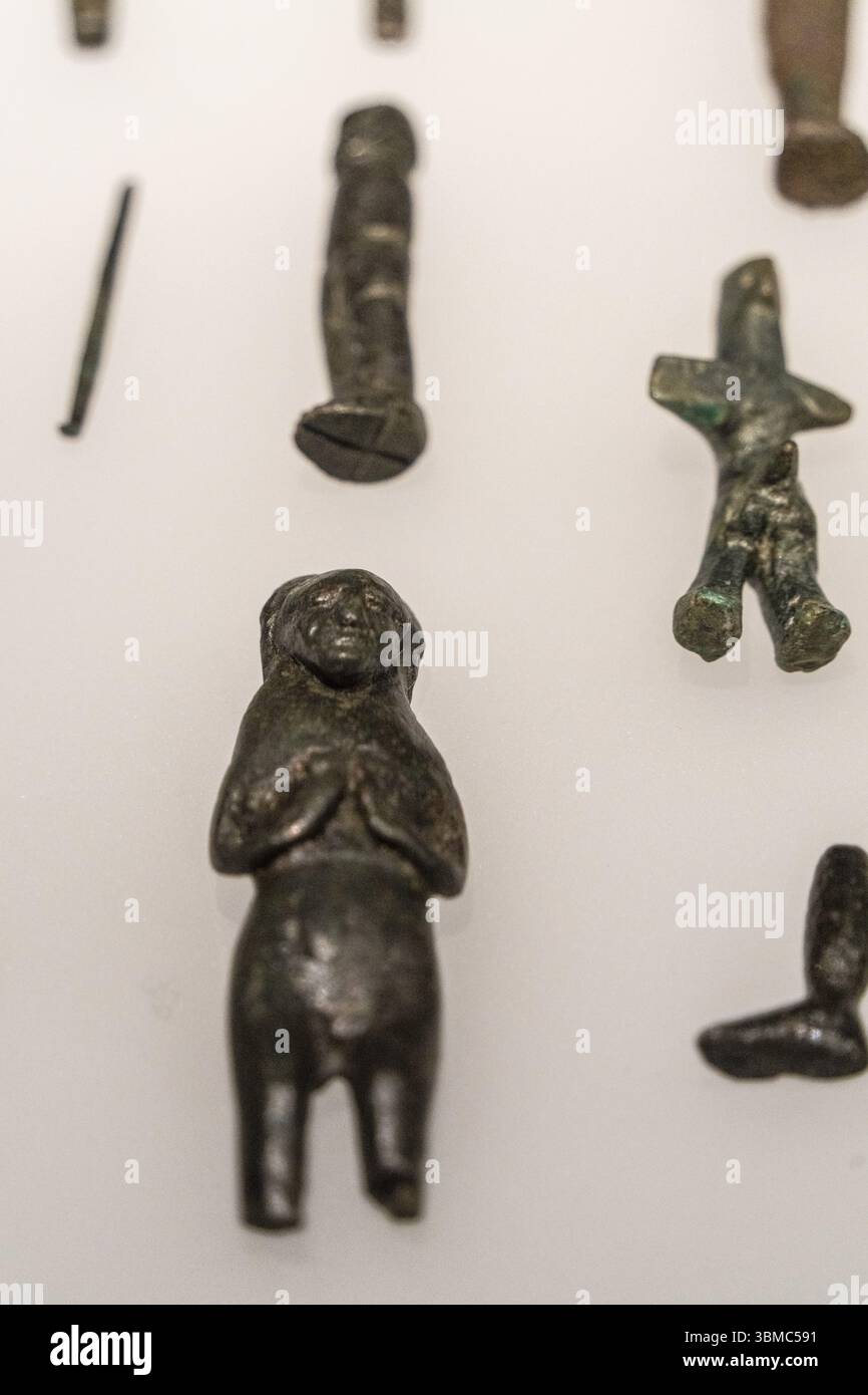 Set of Iberian bronze votive offerings, Iberian Museum of Jaen, Andalusia, Spain, Europe Stock Photo