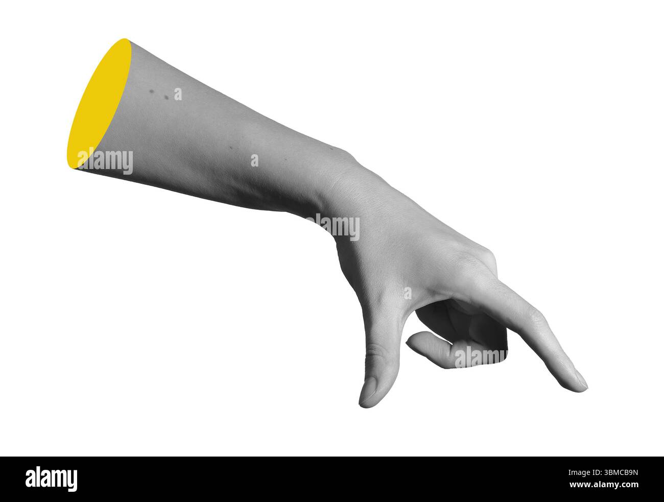Hand holding gesture with thumb and fingers pinching unseen object ...