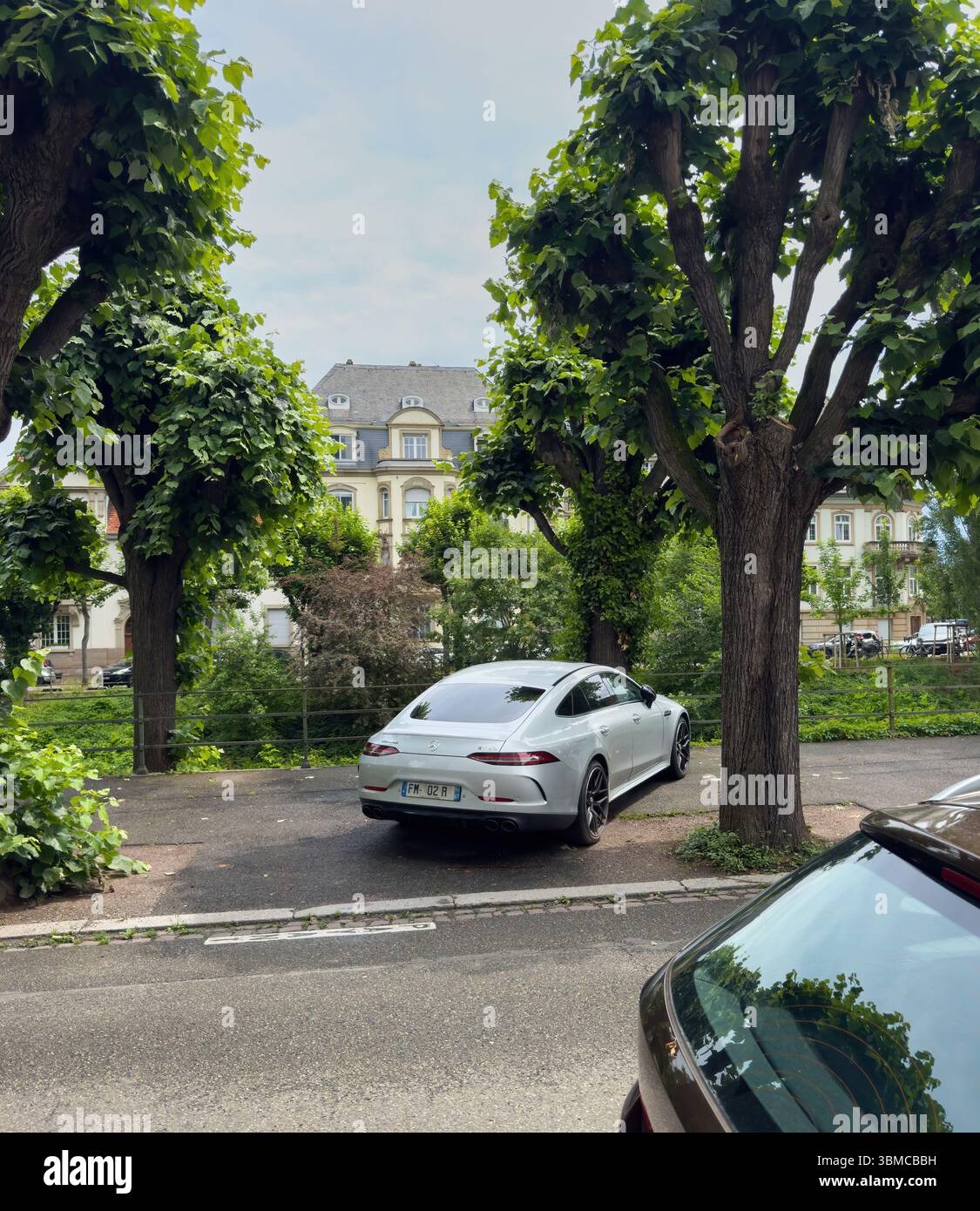 Amg Tree Strasbourg, France - Jun 65, 2025: White Mercedes-Benz AMG parked under ...