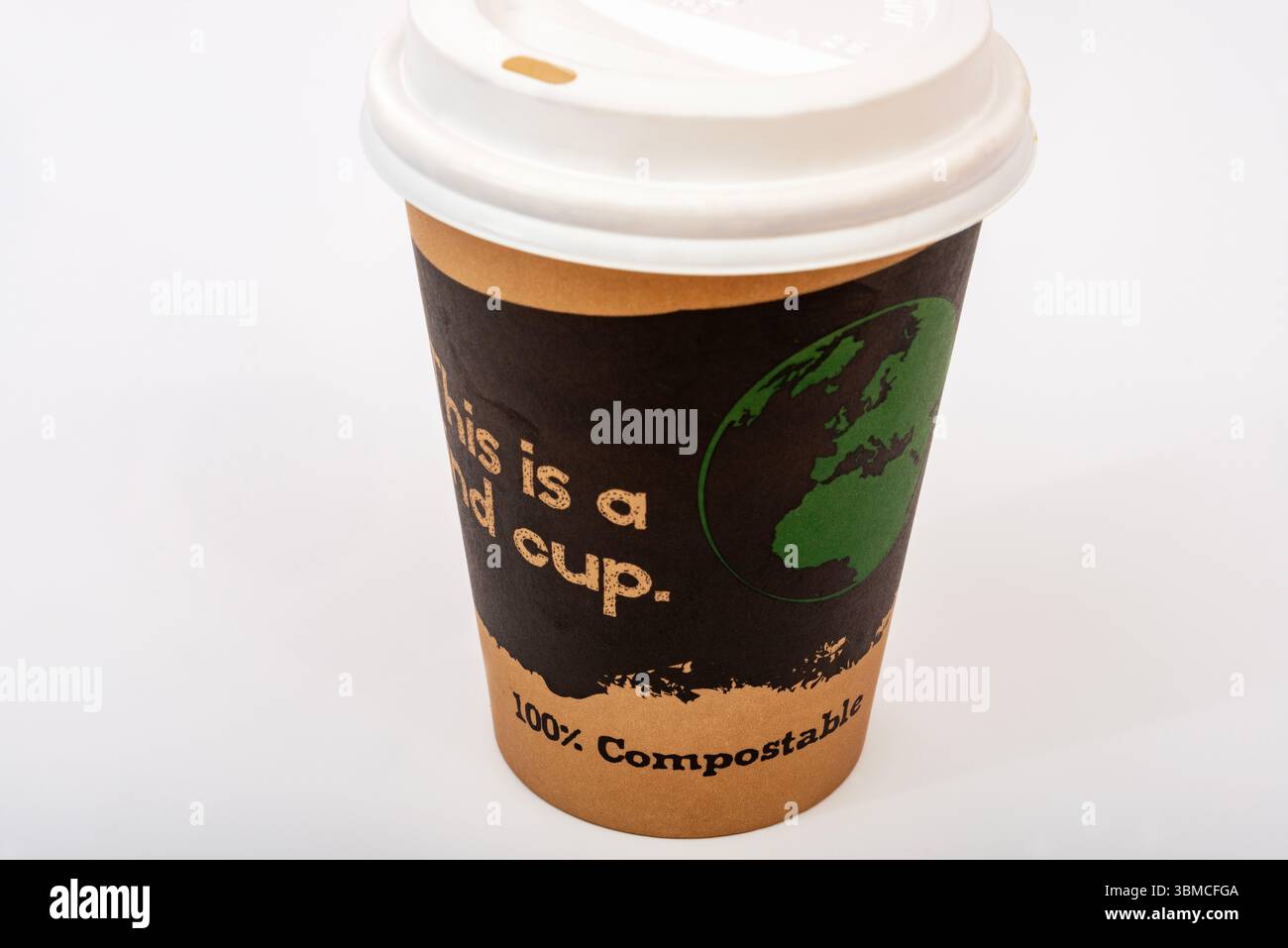 100% compostable coffee cup Stock Photo