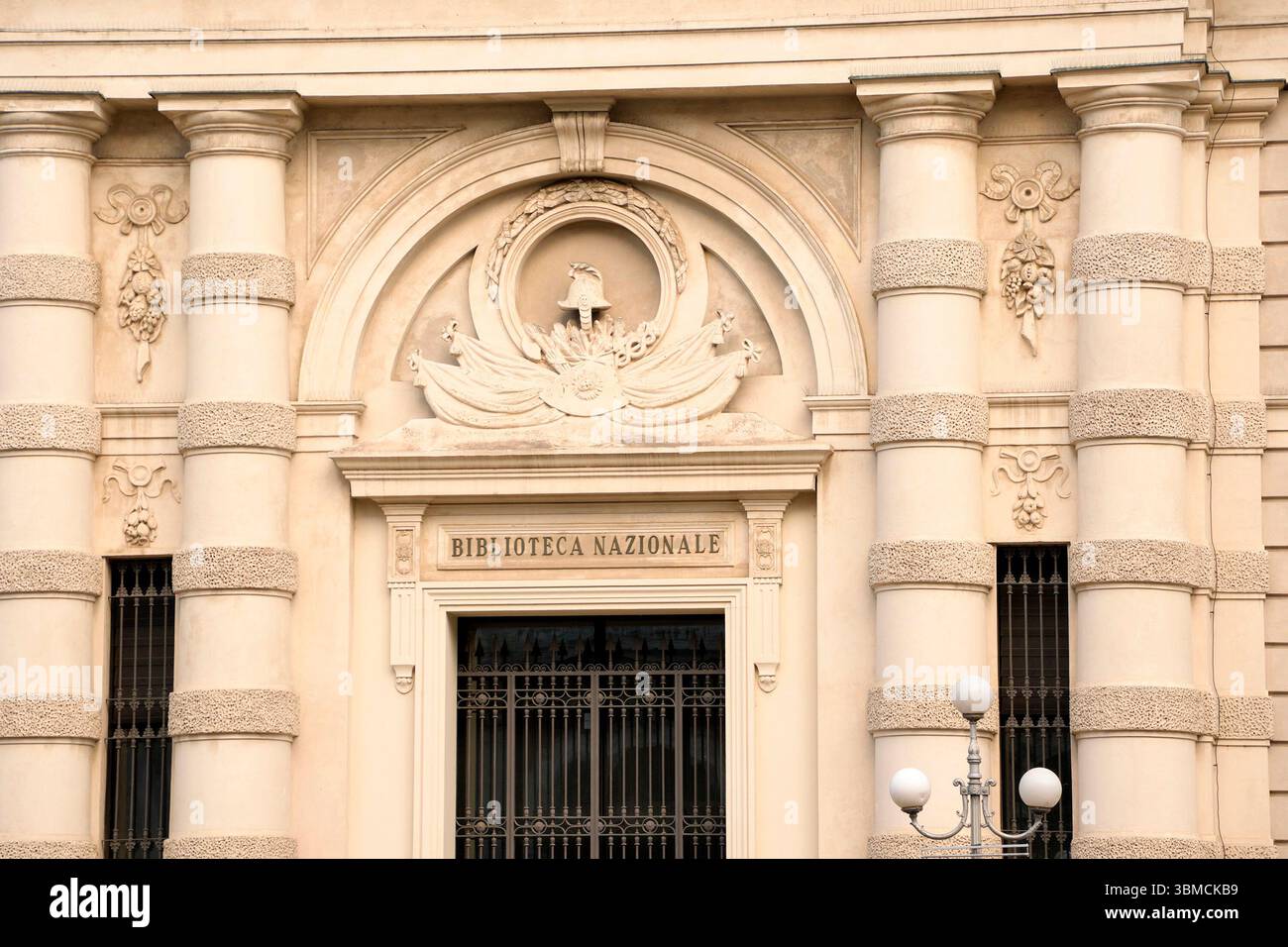 Turin Library Detail of National Library biblioteca nazionale building Turin Italy ...