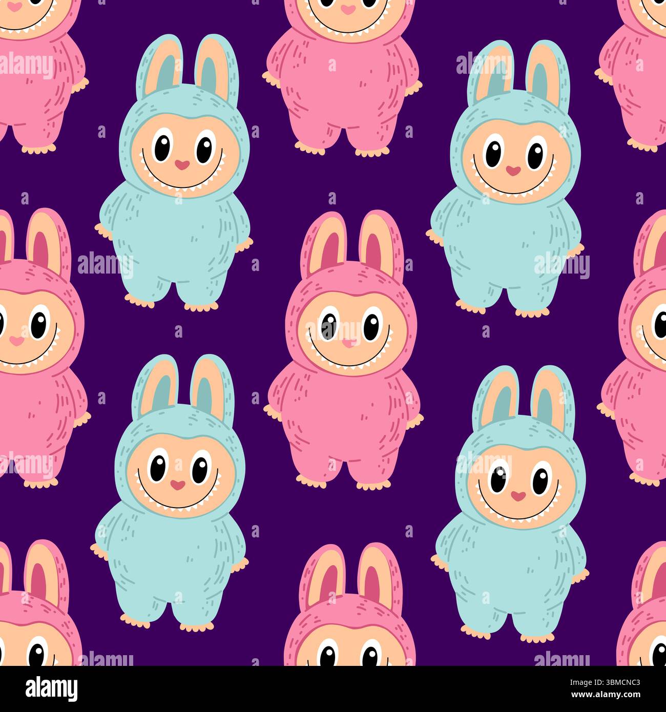 Labubu Seem Less Pattern Design Pink and Blue Labubu Toys Seamless Pattern Stock Vector Image & Art - Alamy