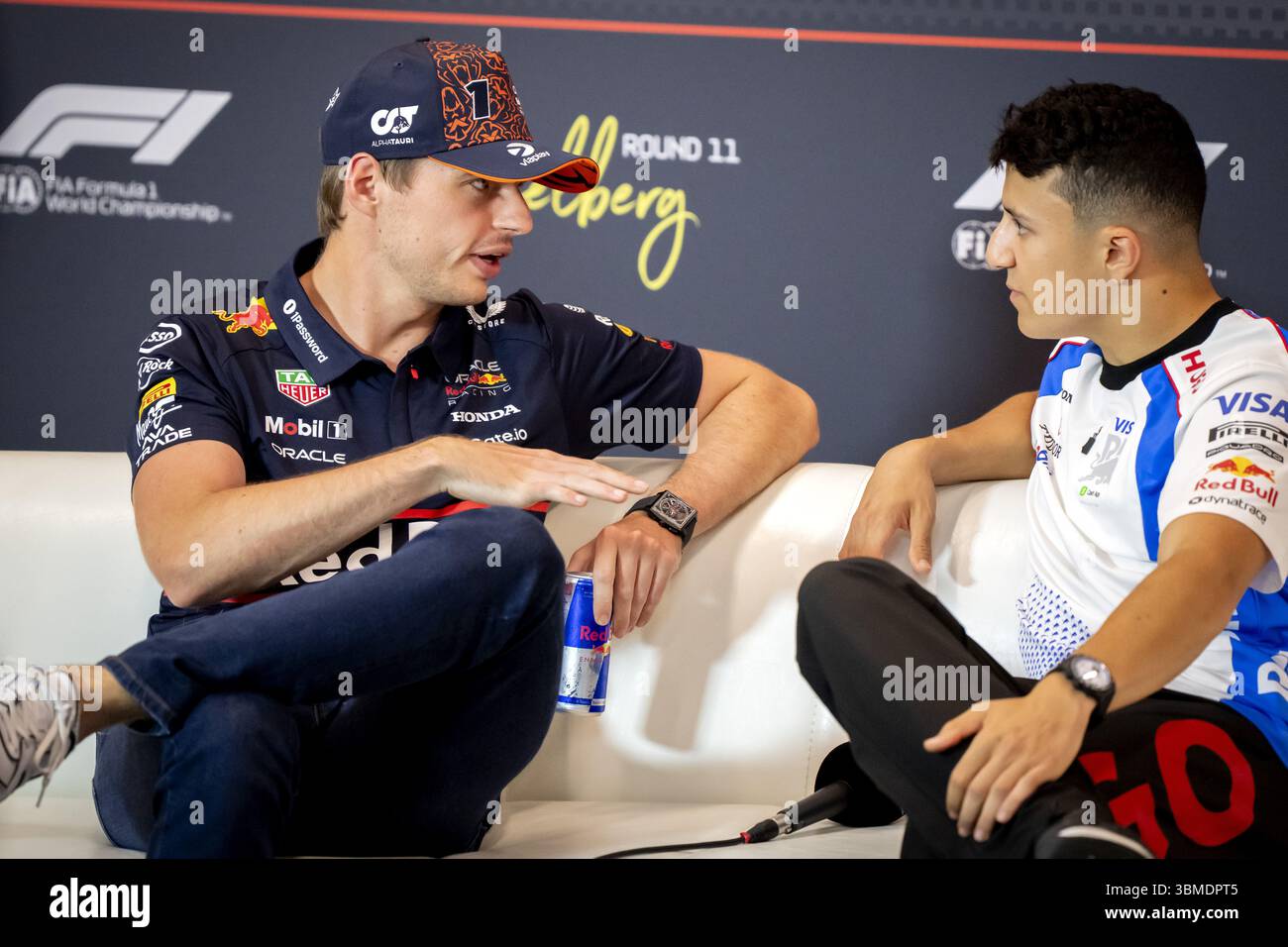 Issack Hadjar SPIELBERG - Max Verstappen (Red Bull Racing) talking with Isack Hadjar ...