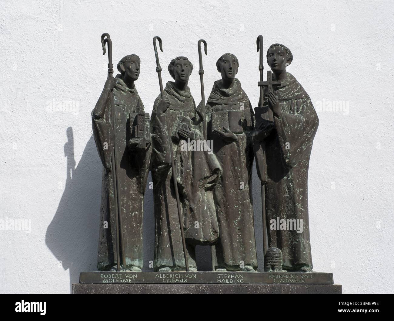 Wall sculpture of the monks Robert of Molesme, Alberich of Citeaux ...