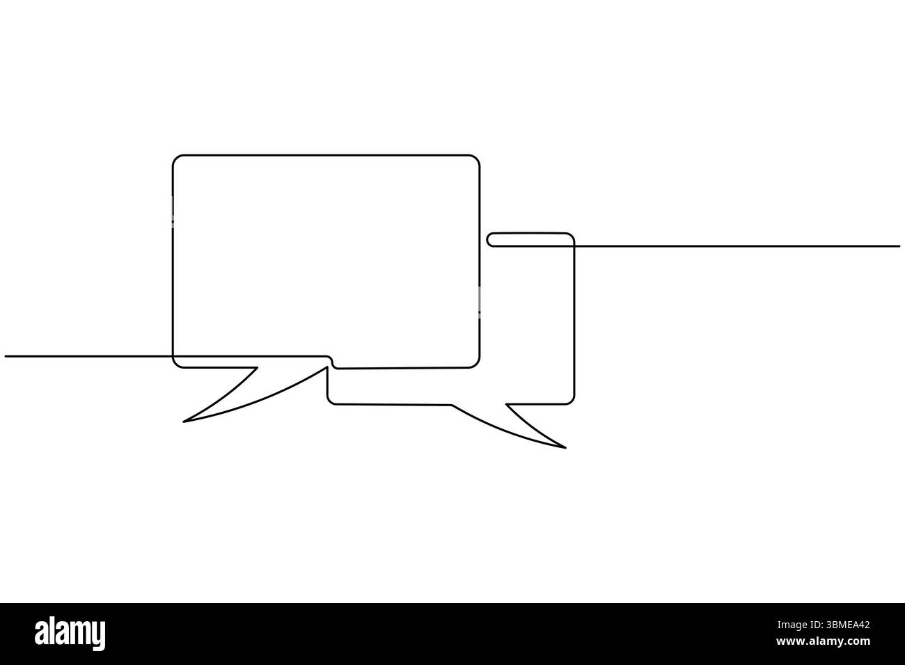 Simple speech bubble continuous one line drawing style for communication and messaging concept Stock Vector