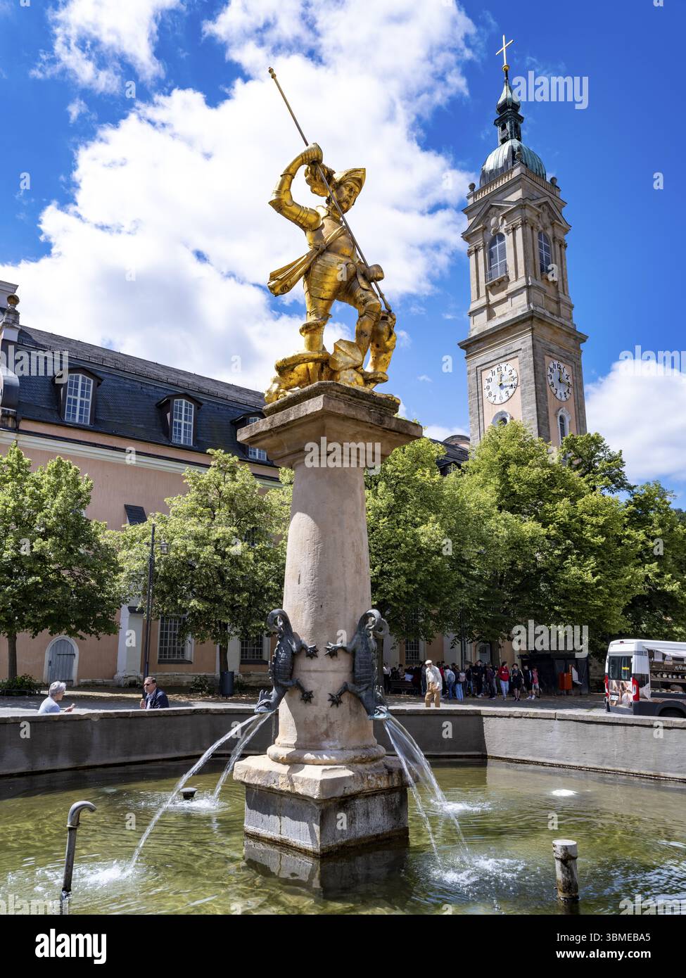 Sculpture of St. George with gilded armour as dragon slayer at St ...