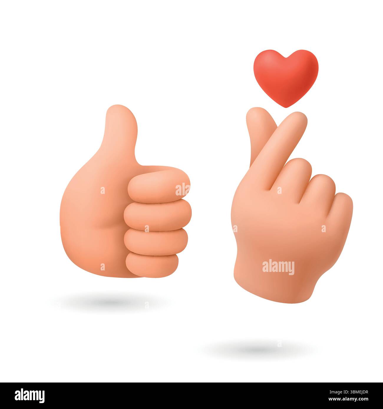 Vector 3d Finger Heart Hand Gesture Set. Korean Finger Heart ...