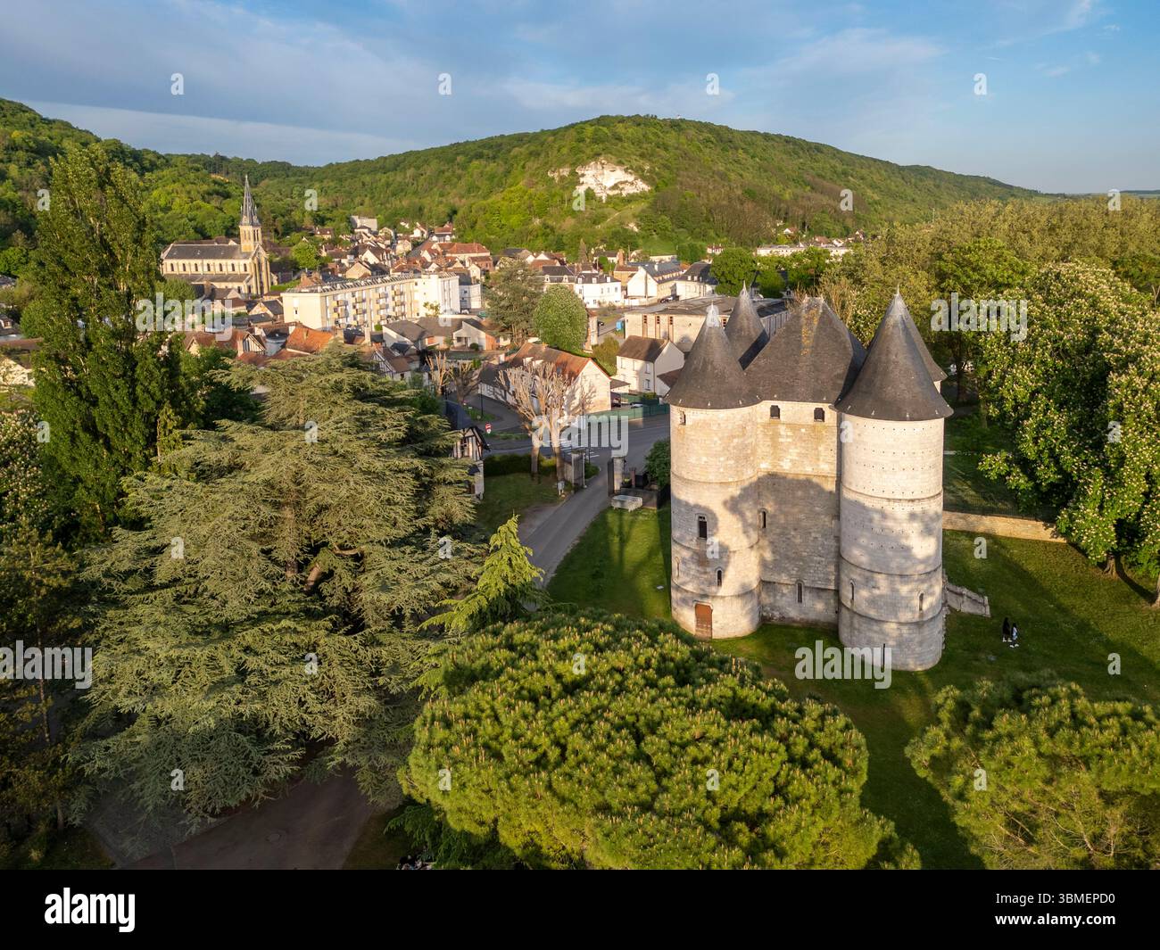 France, Eure, Vernon, castle des Tourelles (aerial view) Stock Photo