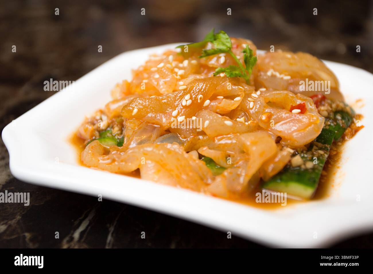 cucumber jellyfish salad, chinese food, Hong kong Stock Photo