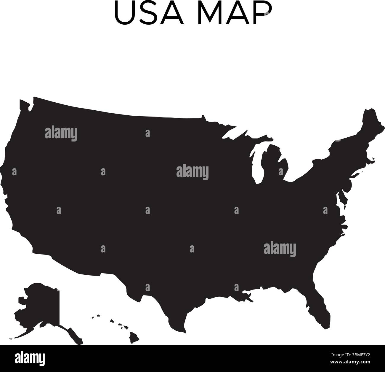 vector map of USA isolated on a white background, America map Stock ...