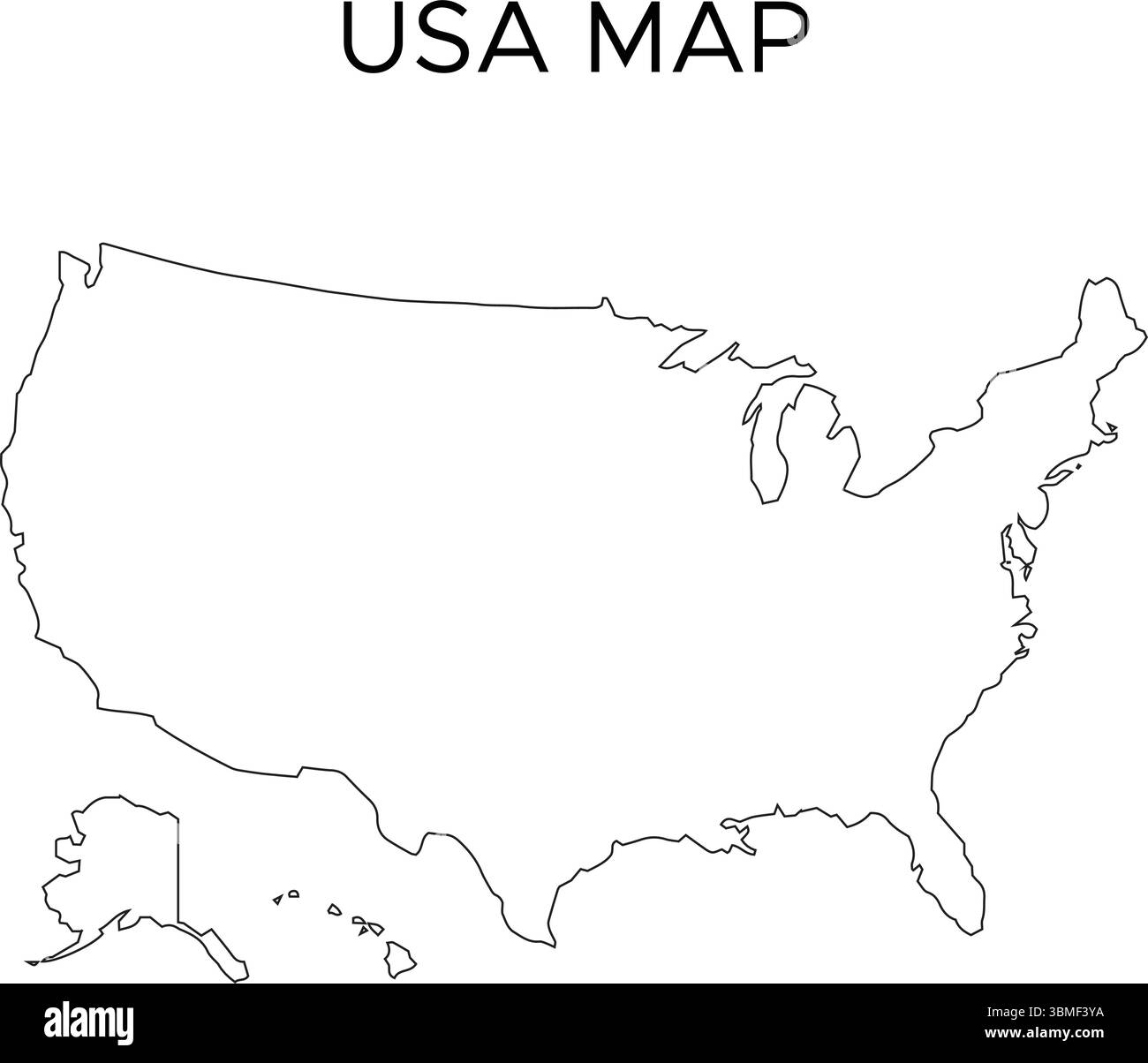 vector map of USA isolated on a white background, America map Stock ...
