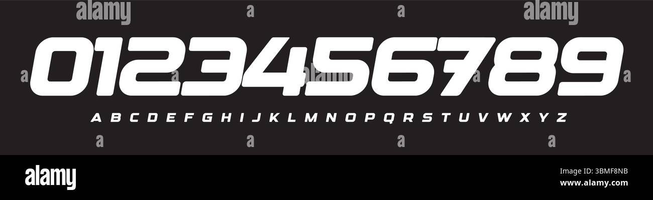 Futuristic Racing Number Font, Bold Italic Rounded Alphabet for ...
