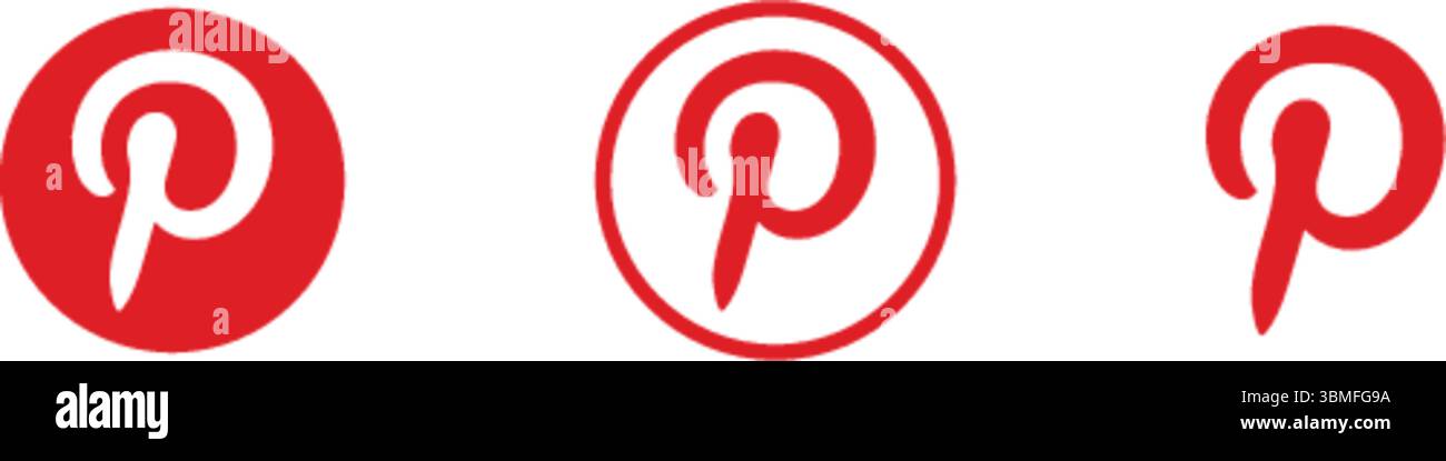 Pinterest logo in different versions, Pinterest vector logo Stock Vector