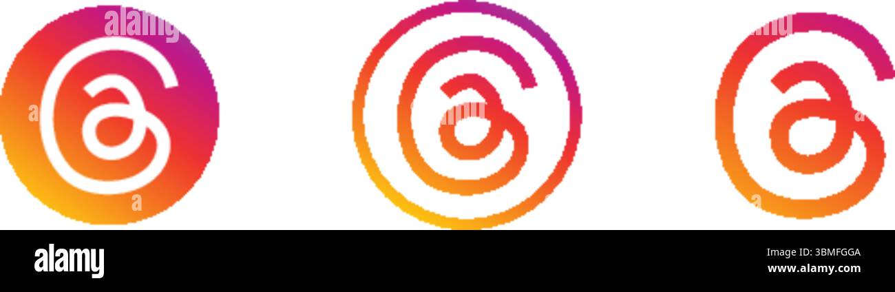 social media platform threads logo in different versions, social media ...
