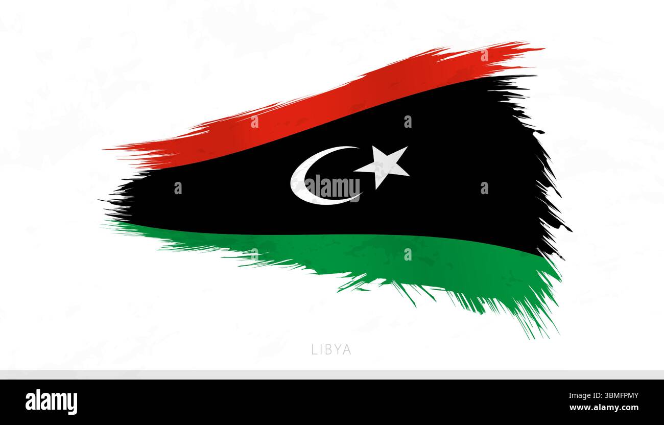 Libya National Flag with Textured Brush Strokes. Artistic Brush Stroke ...