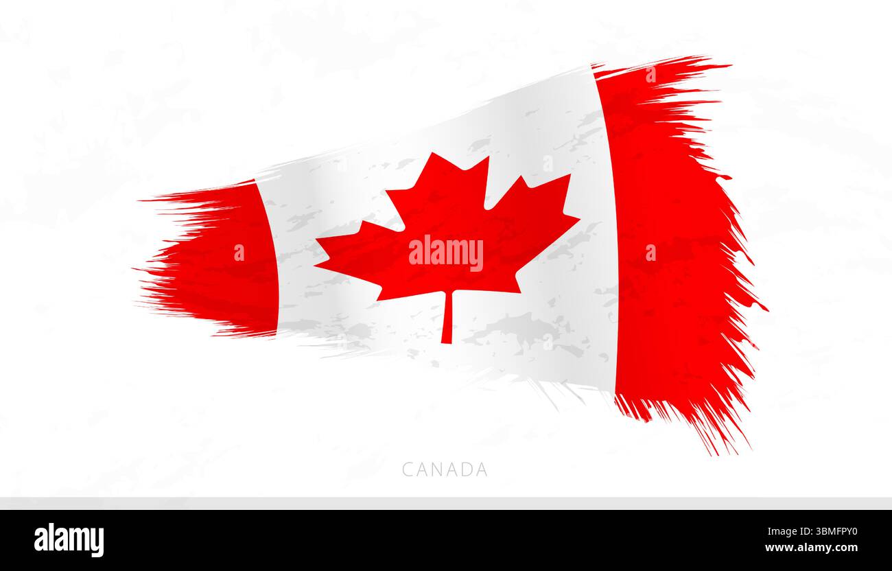 Canada National Flag with Textured Brush Strokes. Artistic Brush Stroke ...