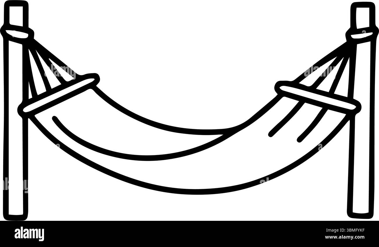 A simple, hand drawn vector icon shows a hammock strung between two ...