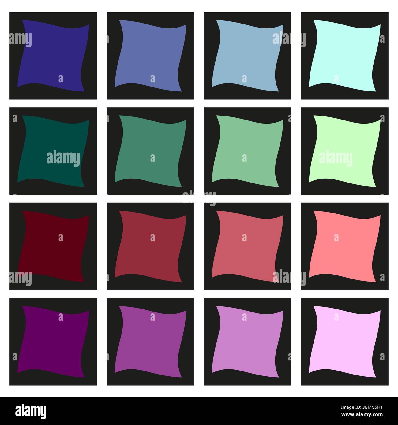 Color palette swatches. Square sample grid. Paint selection chart ...
