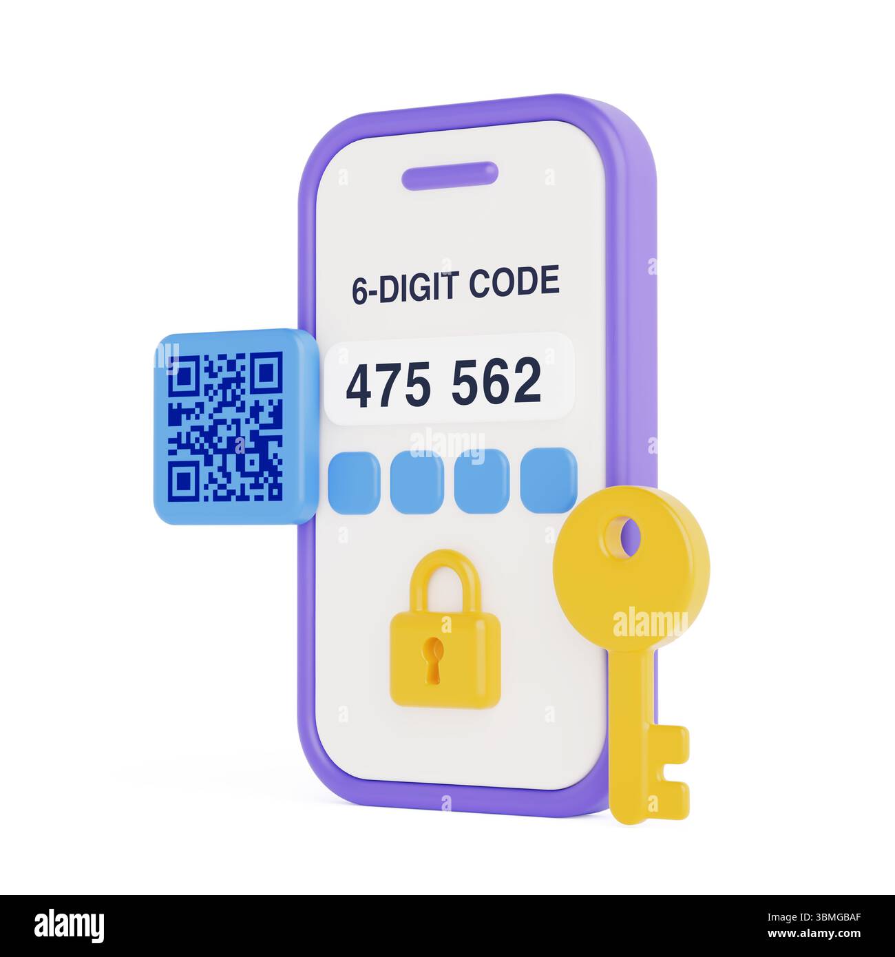 Security And Verification Concept. Smartphone With 2FA Code, QR Code ...