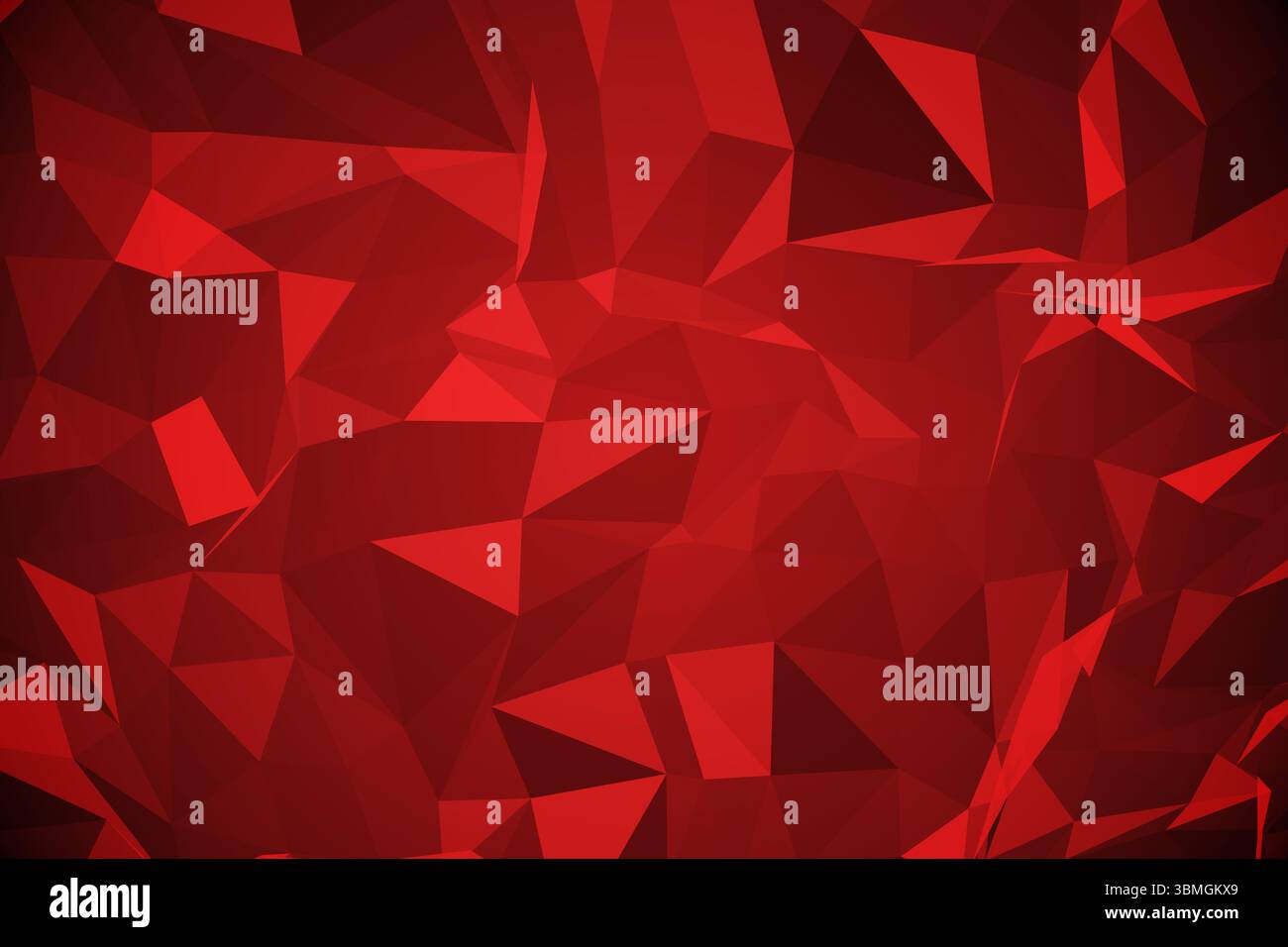 Abstract red low-poly polygonal pattern radiating across flat design ...