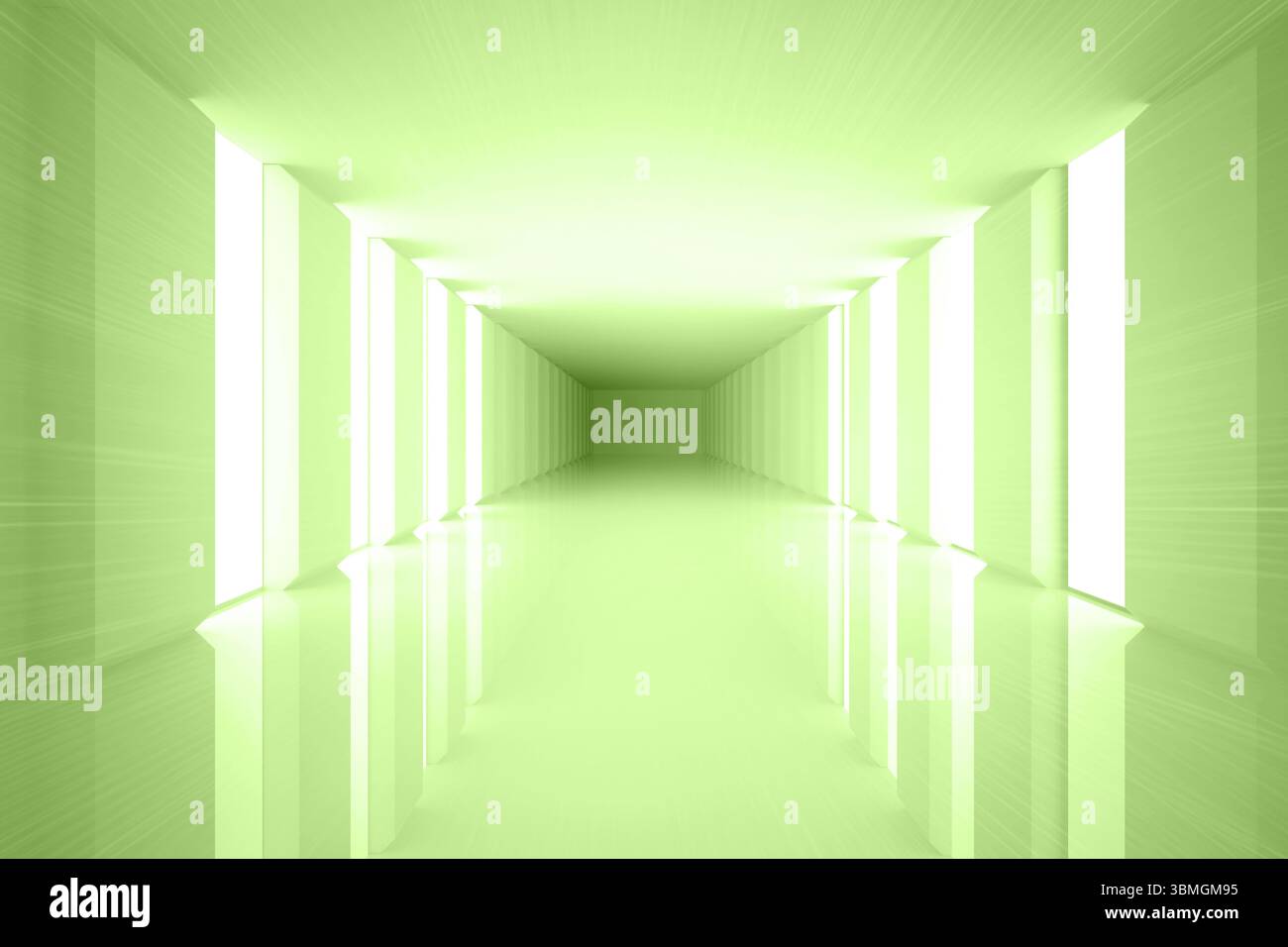 Bright green room with windows Stock Photo