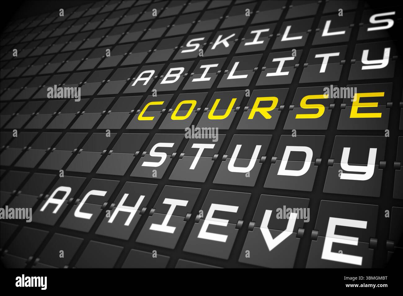 Course buzzwords on black mechanical board Stock Photo