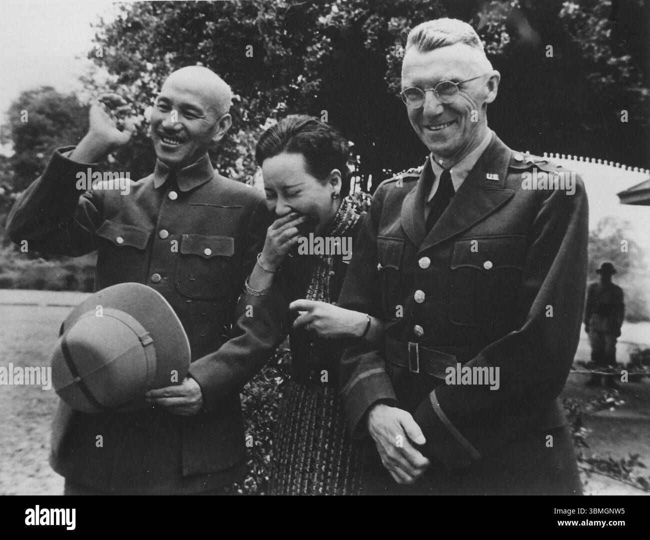 Chiang Kai-shek, Chiang Kai-shek Marshal and Generalissimo Military Commander-in-Chief of the Republic of China in Taiwan and his woman with US Genera Stock Photo
