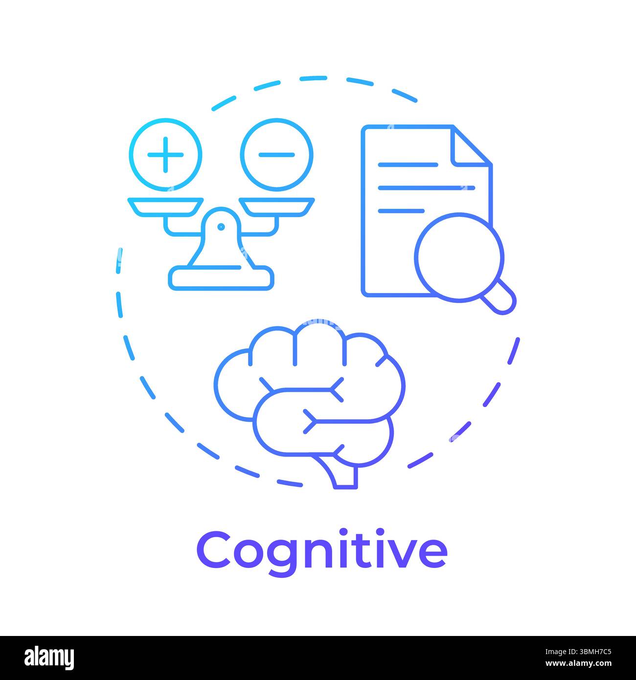 Cognitive blue gradient concept icon Stock Vector