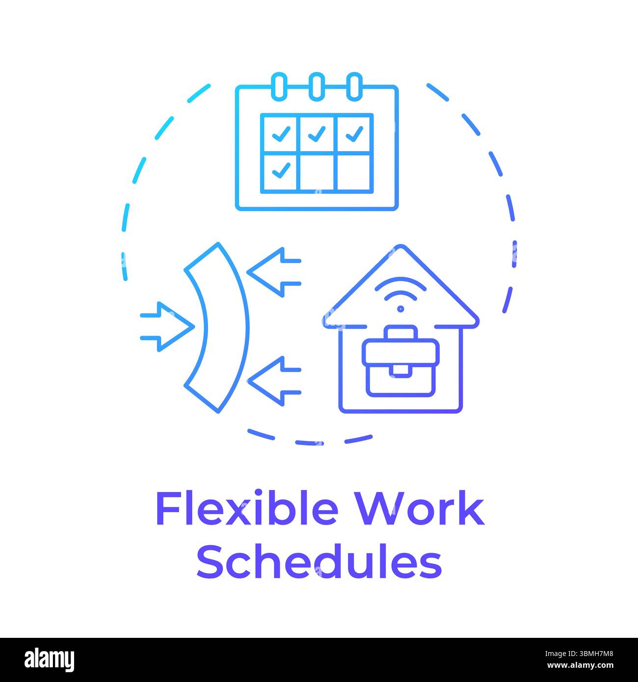 Flexible work schedules blue gradient concept icon Stock Vector