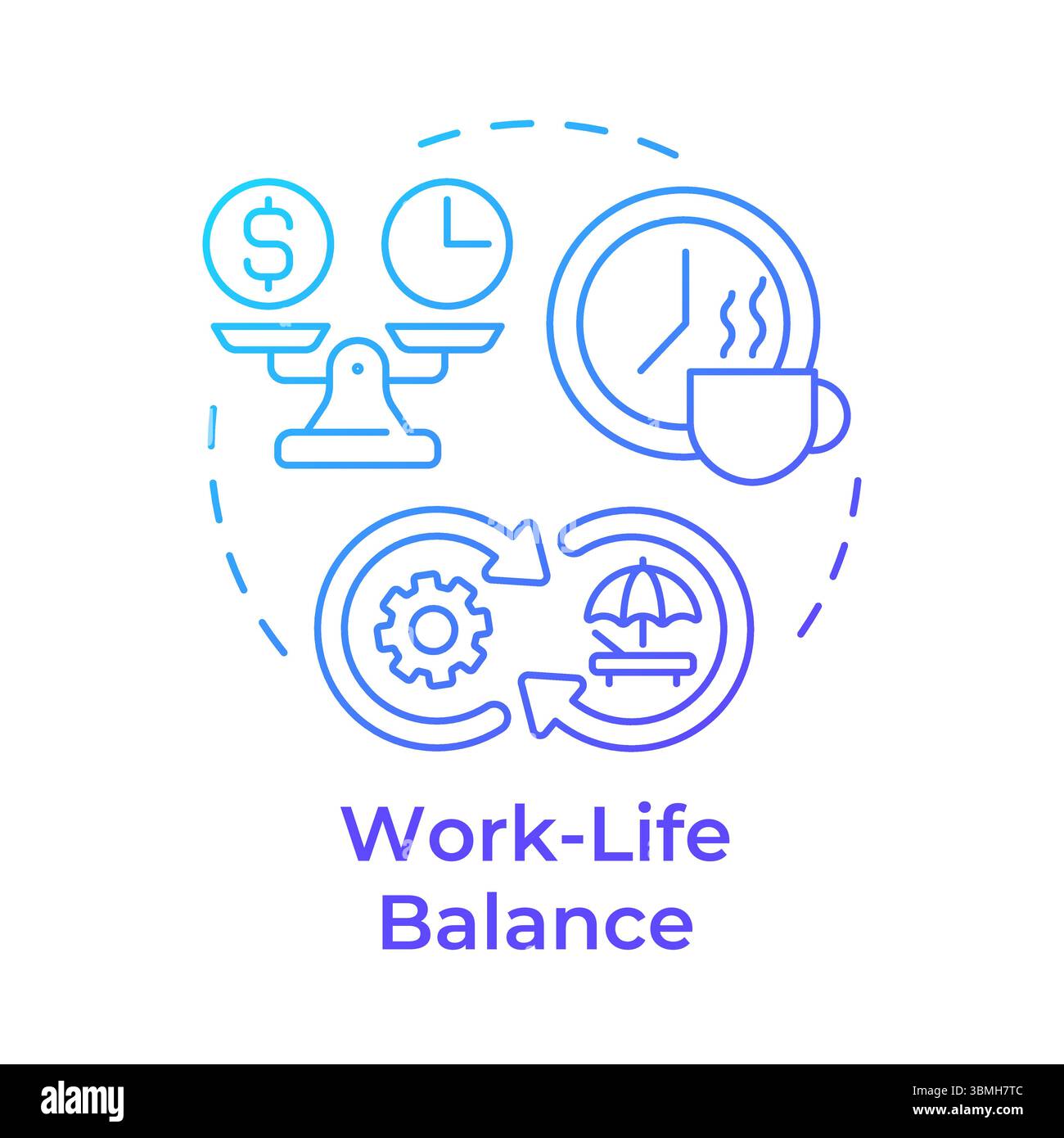 Work life balance blue gradient concept icon Stock Vector