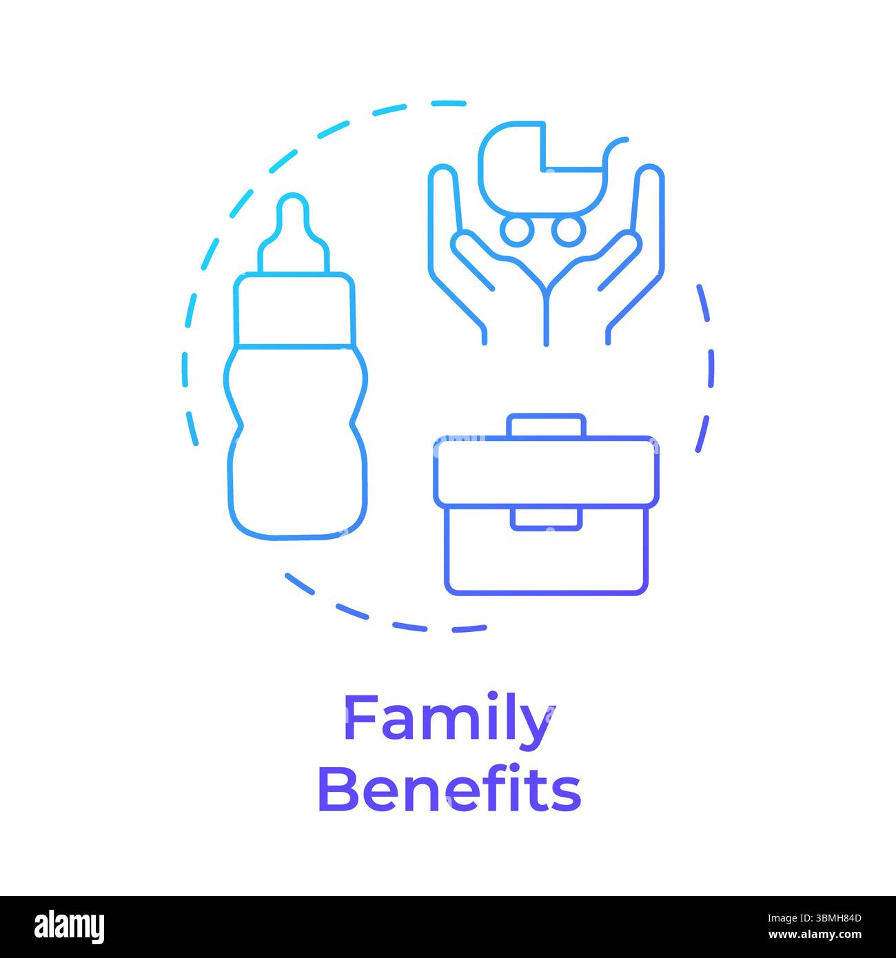 Family benefits blue gradient concept icon Stock Vector