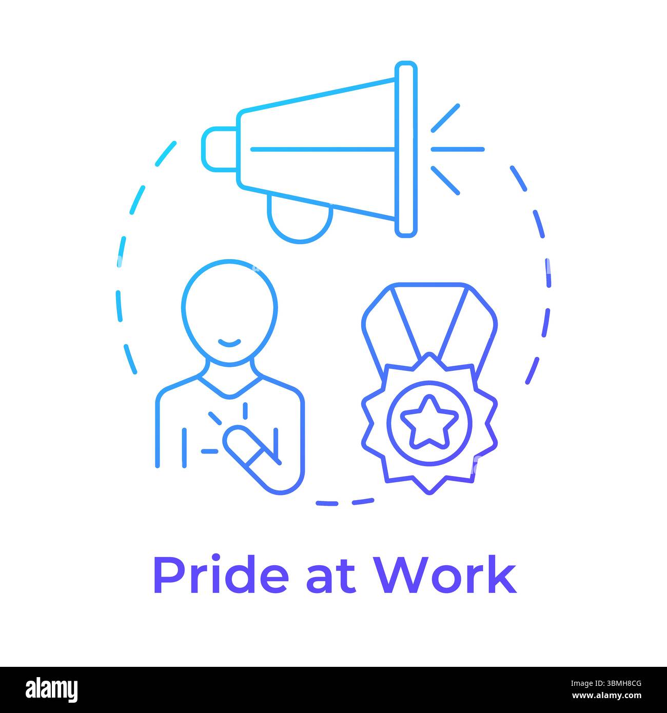 Pride at work blue gradient concept icon Stock Vector