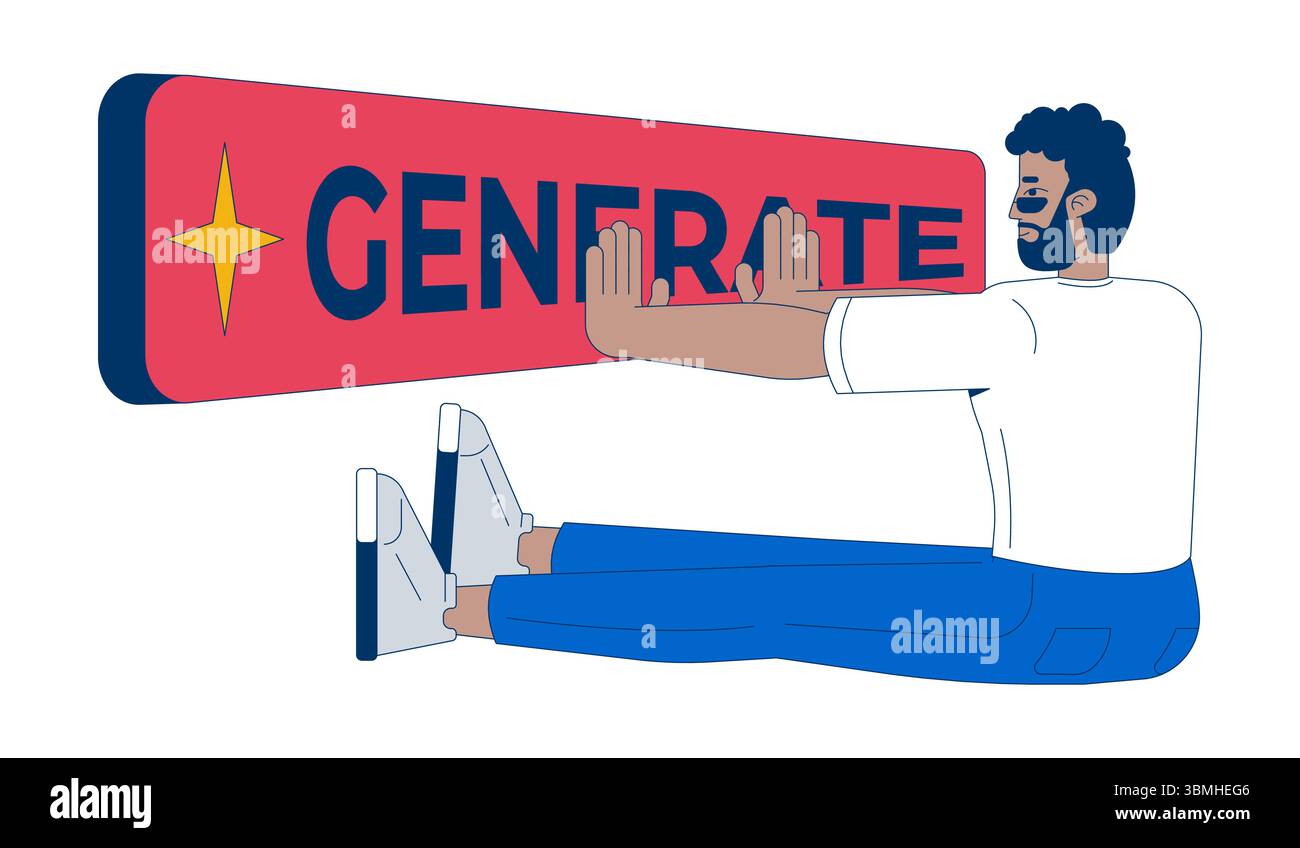 Generative AI for content generation 2D illustration concept Stock Vector