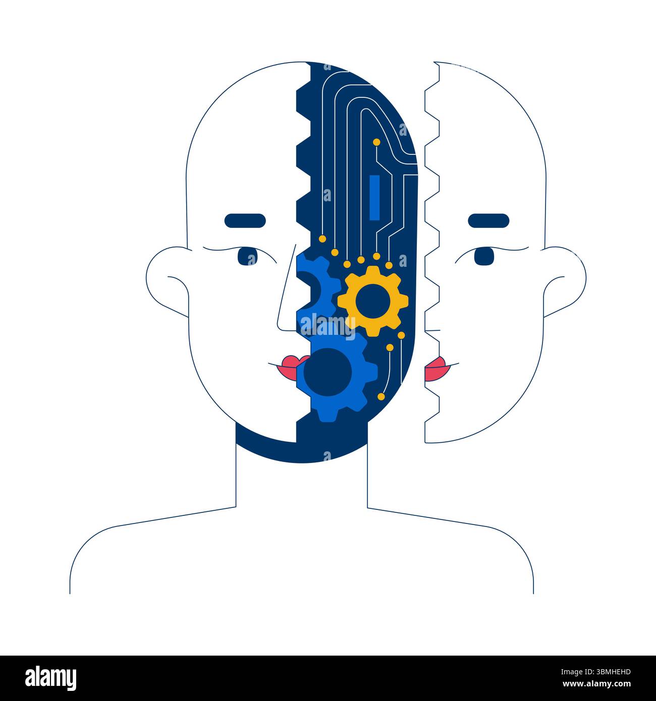 Robotics artificial intelligence 2D illustration concept Stock Vector