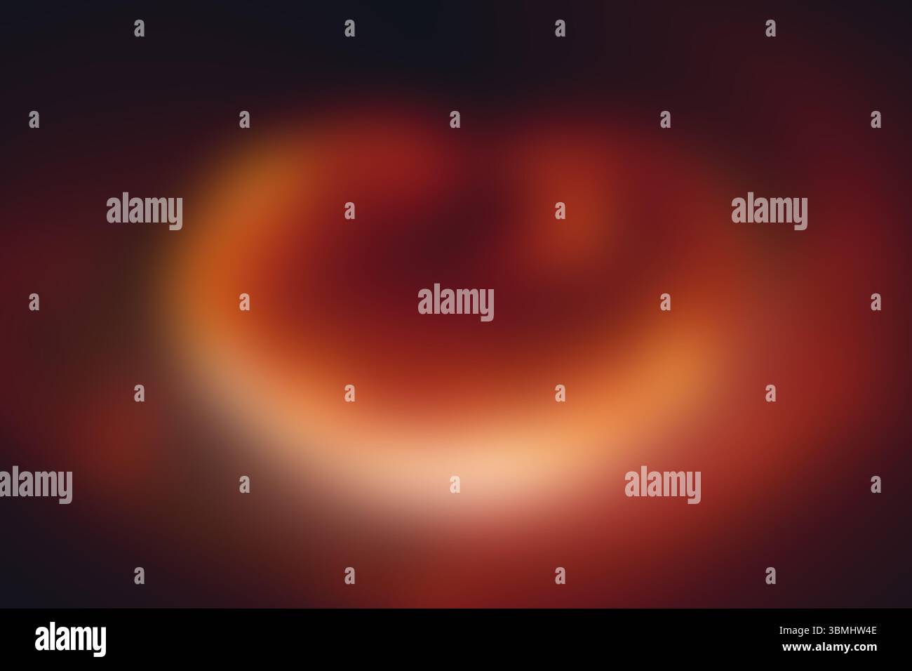 Luminous crescent ring is glowing over blurred warm gradient background, in abstract flat design Stock Photo