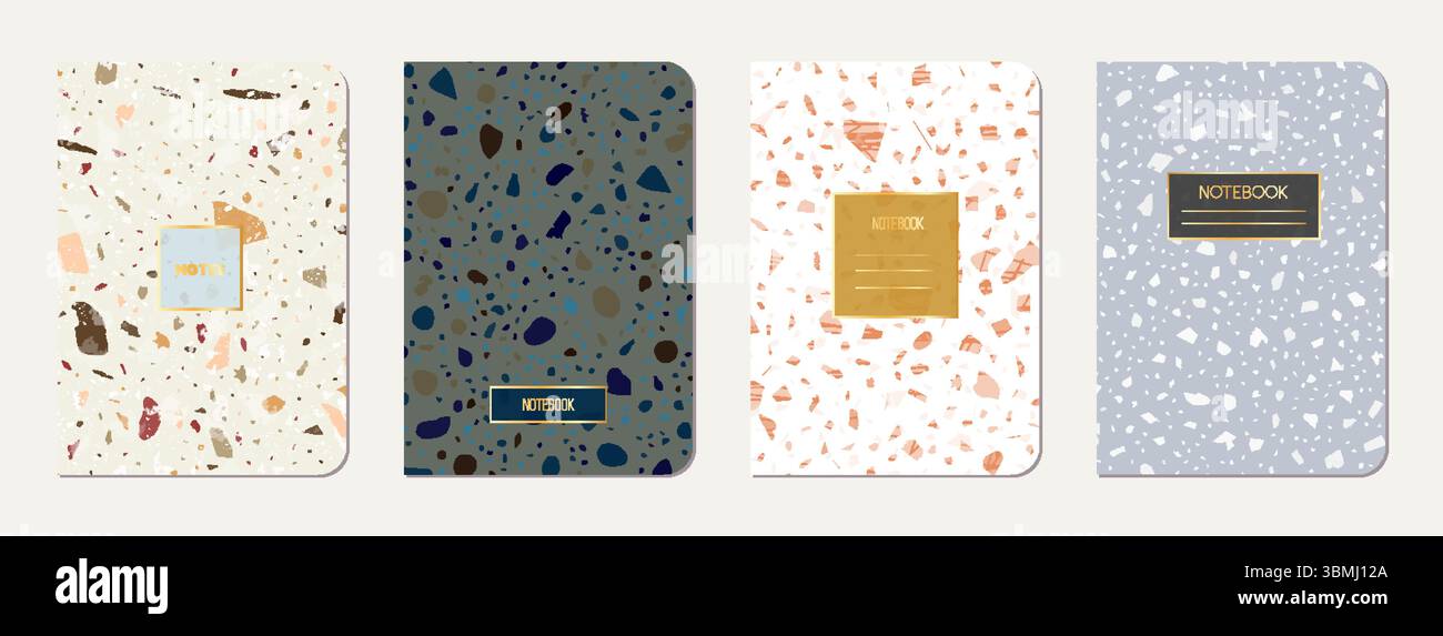 Notepad cover design. Terrazzo abstract background made of natural ...