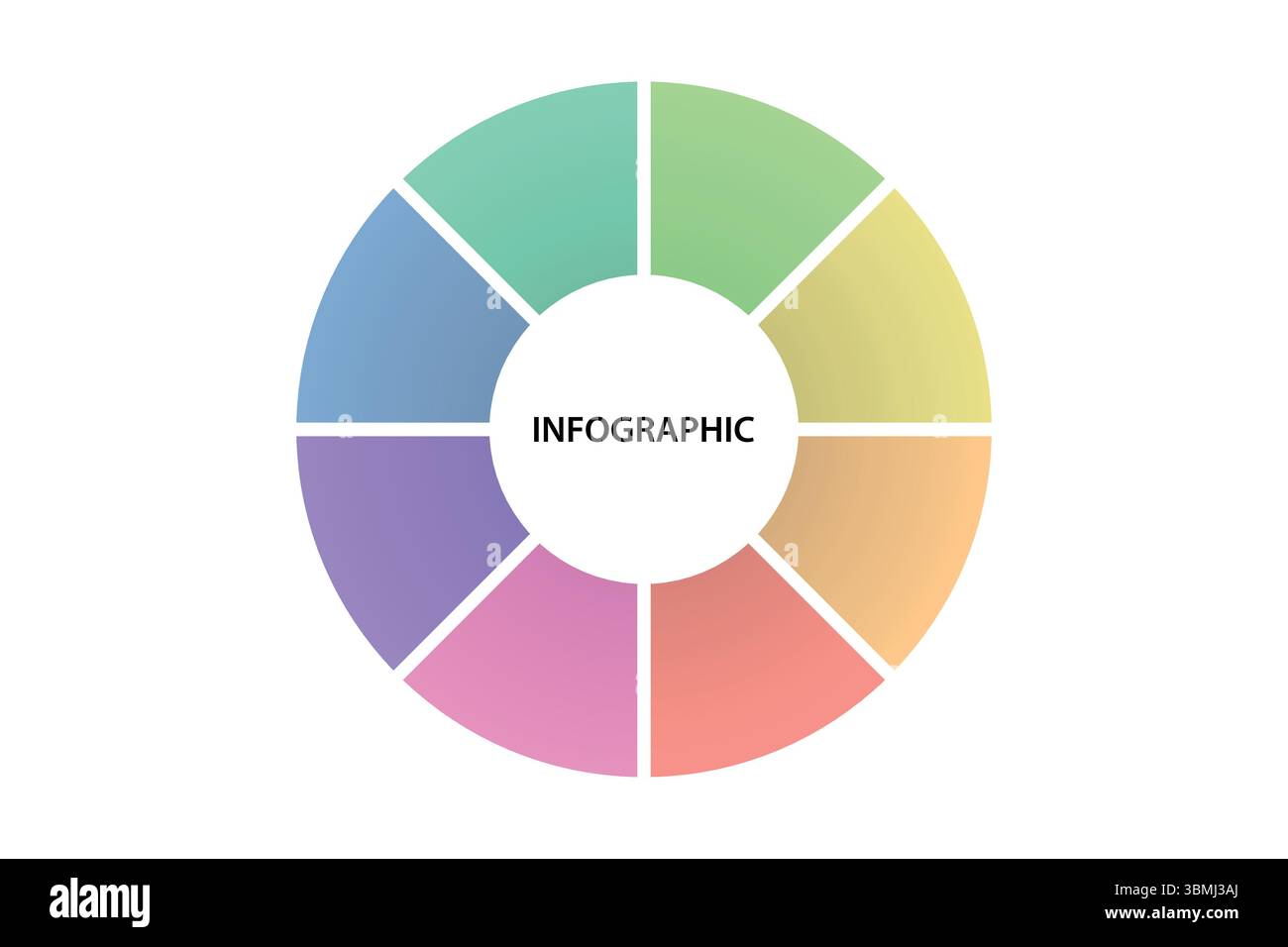 Soft color segmented infographic with white center for text or data content Stock Vector