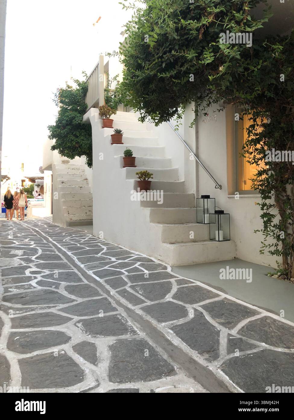 Idyllic greek island street - Smartphone Captured Stock Image