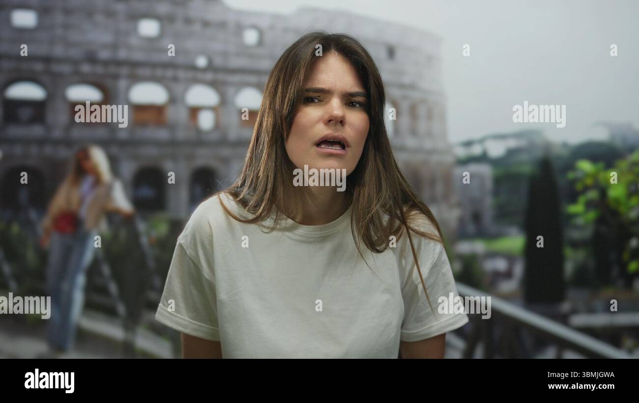 Woman standing against iconic roman hi-res stock photography and images ...