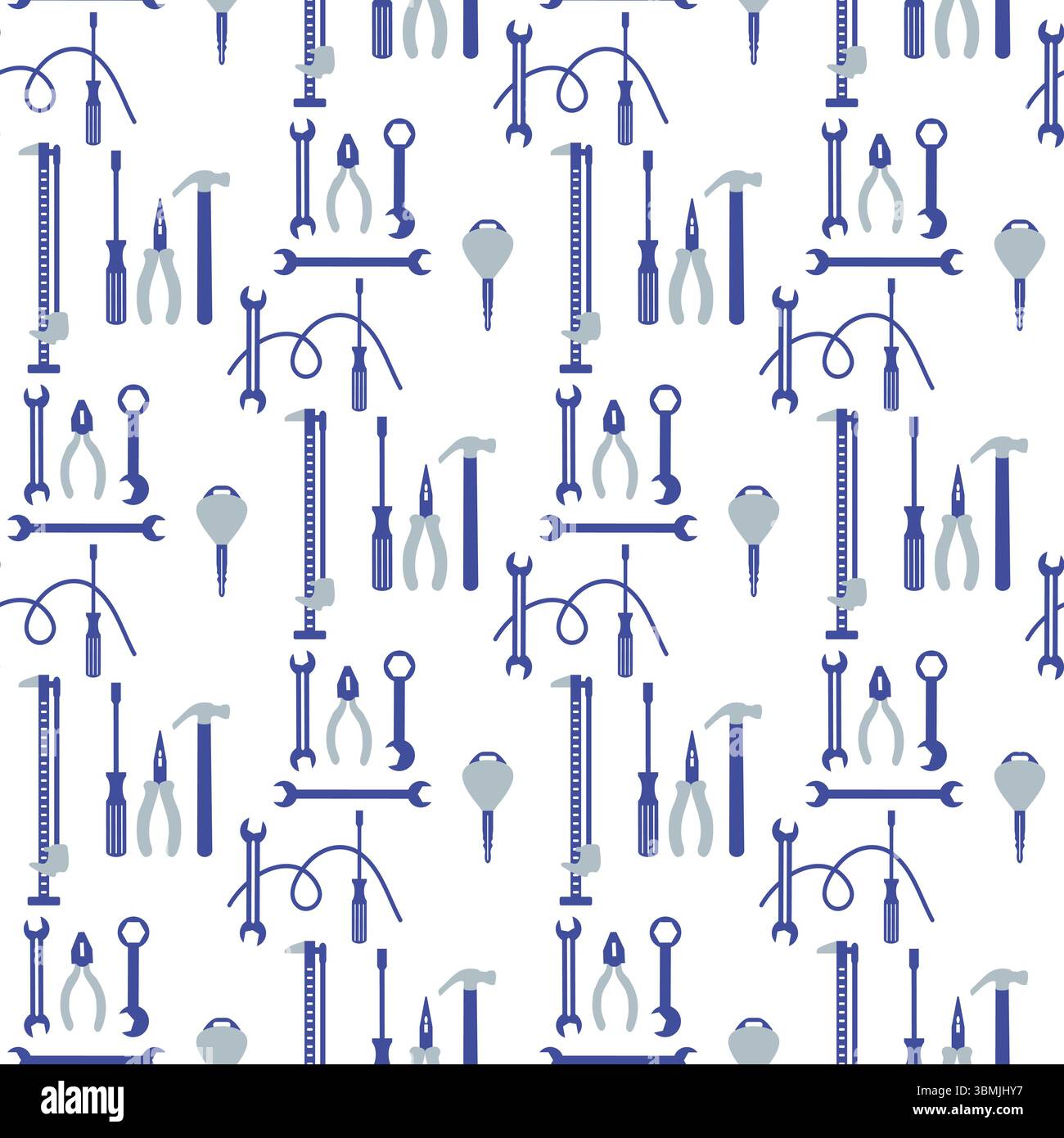 Hand tools pattern featuring hammers, screwdrivers, and wrenches on white background vector Stock Vector