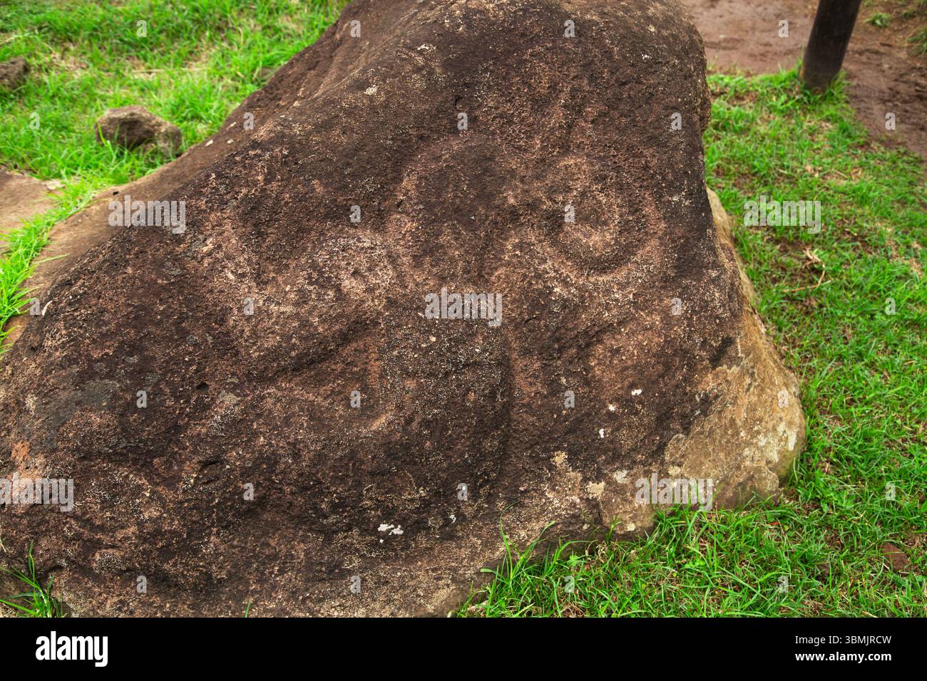 Orongo Rocks A rock at Orongo with a Bird-Man figure. Sculptured Surface, Easter ...