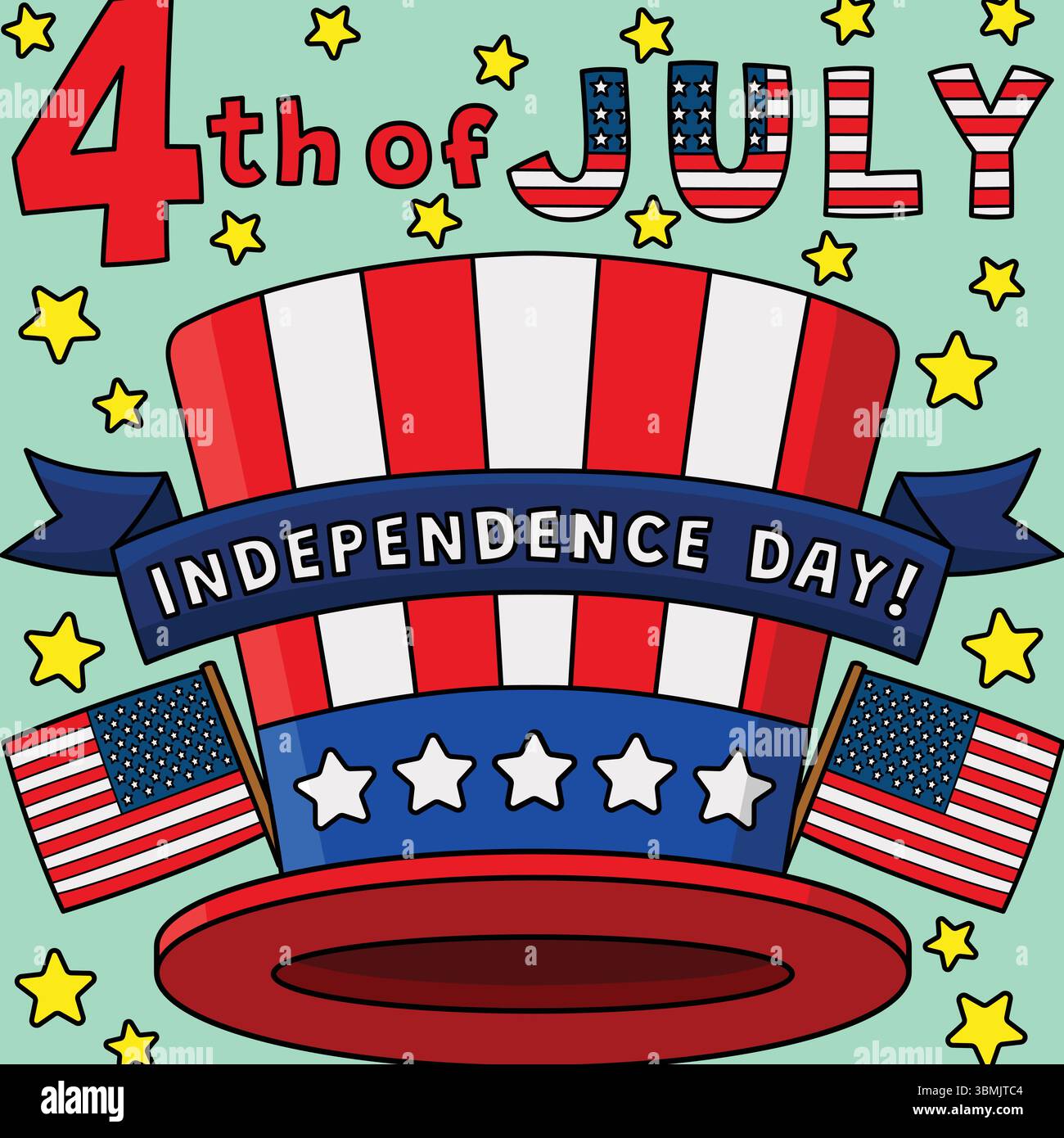 4th of July Independence Day Hat Colored Cartoon Stock Vector Image ...