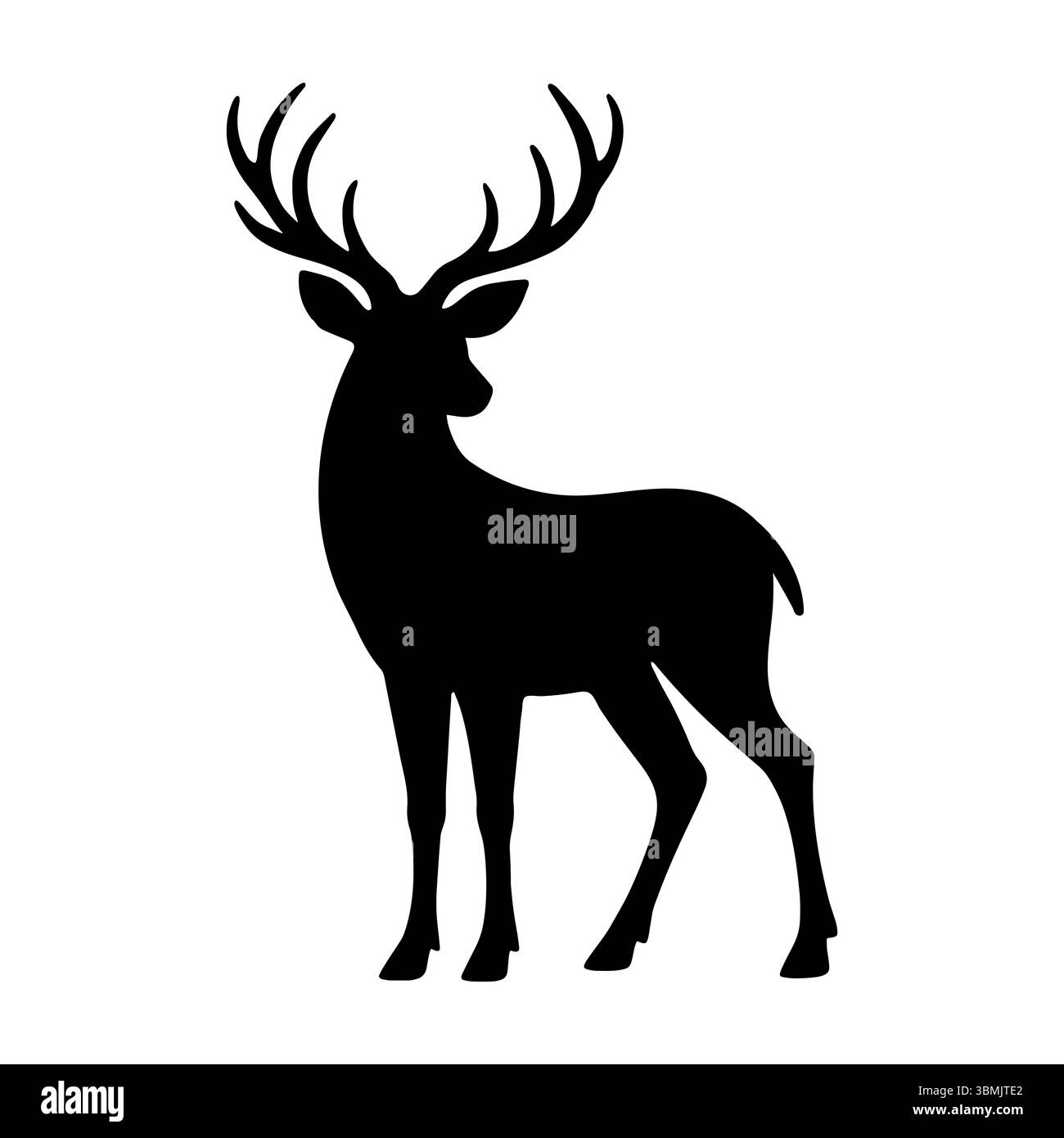 Deer silhouette head turned backward side view Stock Vector