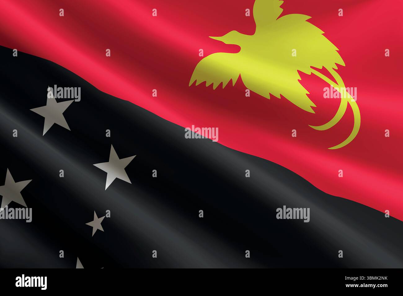 papua-new-guinea-national-flag-waving-in-the-wind-realistic-detailed