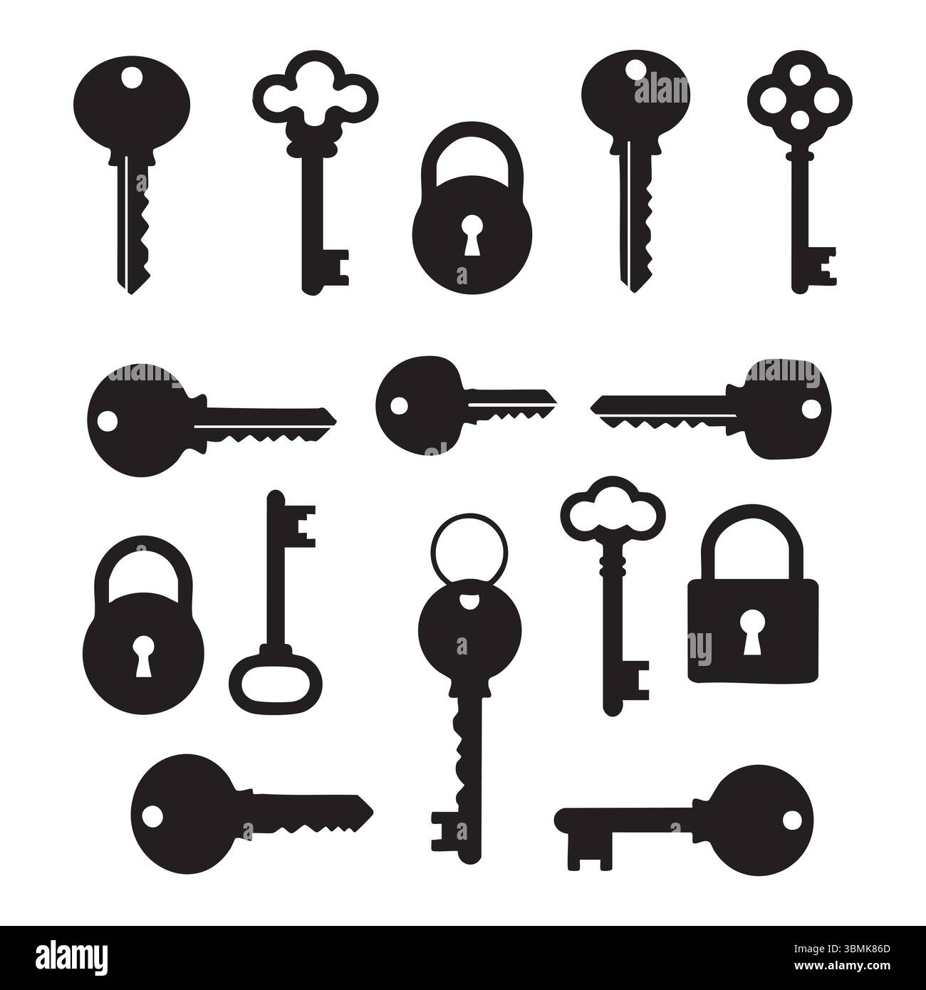 Silhouette set of keys on white background Stock Vector Image & Art - Alamy
