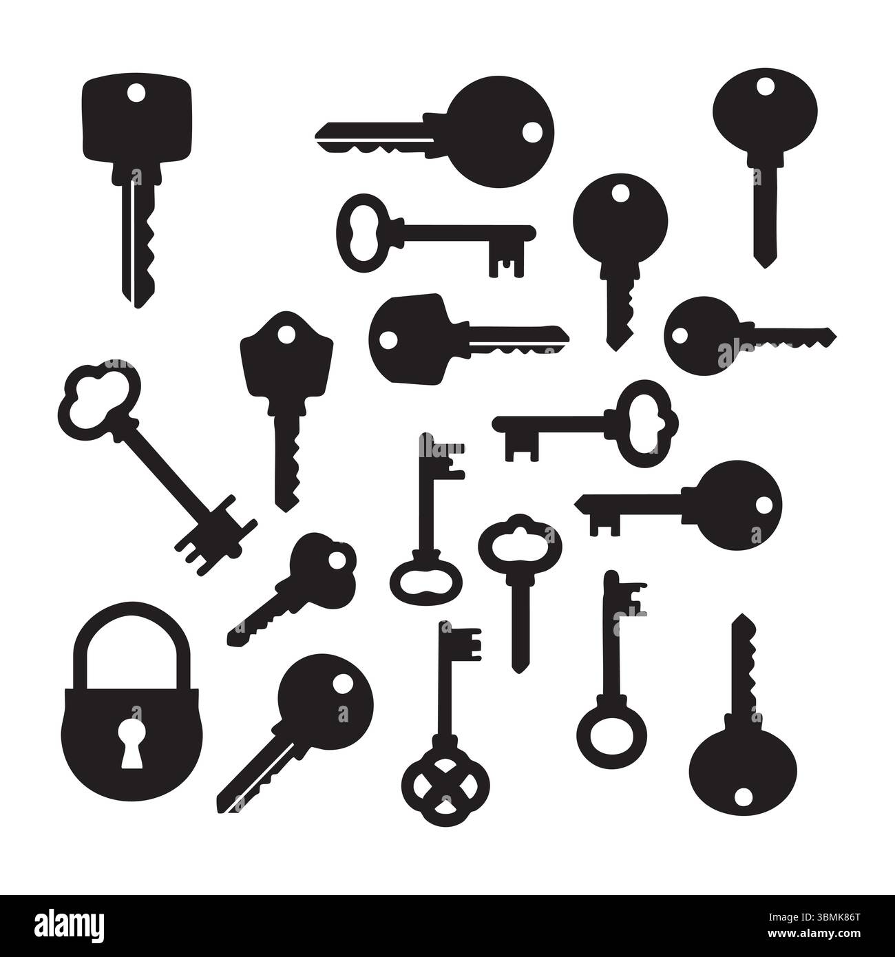Silhouette set of keys on white background Stock Vector Image & Art - Alamy