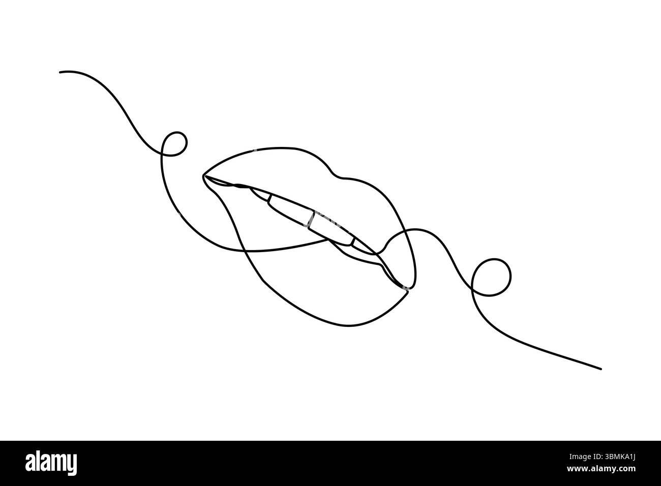 Continuous one line art drawing of woman Lips isolated outline vector ...