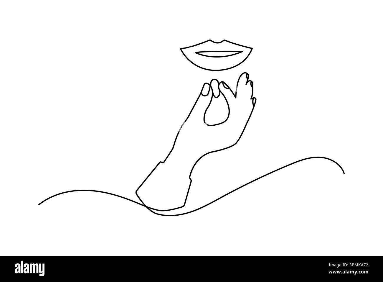 Continuous one line art drawing of woman Lips isolated outline vector ...